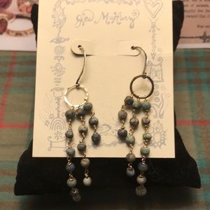 Jes Maharry Blue and Gold Beaded Earrings